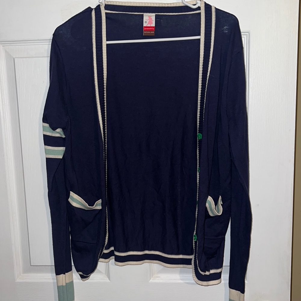 MATILDA JANE serendipity navy button down cardigan Medium